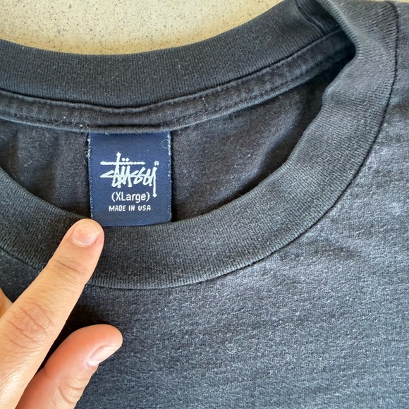 VINTAGE 90’s Stussy KNOWLEDGE IS KING Shadow Man Black Crew Neck Made in USA - Picture 3 of 7